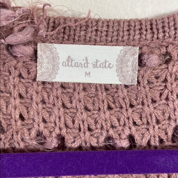 New Altar'd State Shaggy Vest Women's Medium  Rose Pink Fall Winter Boho Knit - Picture 4 of 8